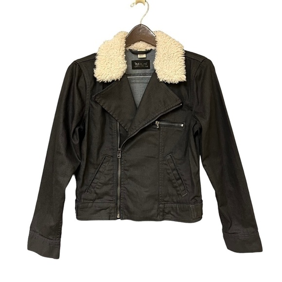 Levi Black Wax Denim Moto Trucker Jacket. Medium - Picture 1 of 9